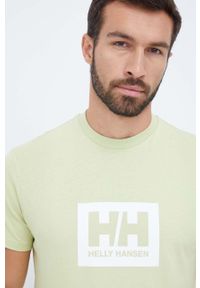 Helly Hansen t-shirt bawełniany kolor zielony z nadrukiem. Okazja: na co dzień. Kolor: zielony. Materiał: bawełna. Wzór: nadruk. Styl: casual #6