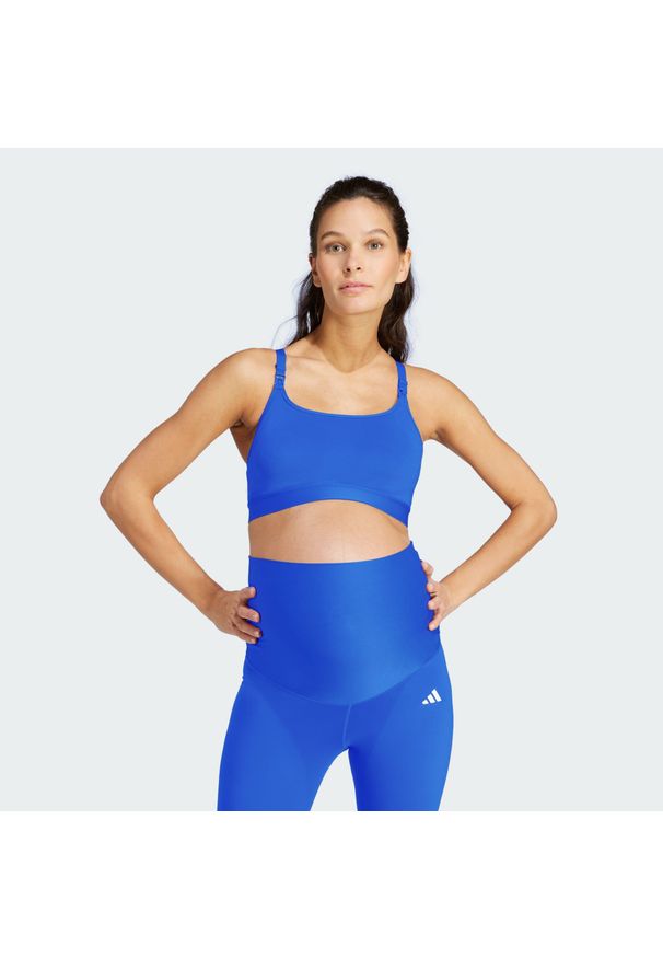 Adidas - Biustonosz Powerimpact Medium-Support Maternity. Kolor: biały, wielokolorowy, niebieski. Materiał: materiał