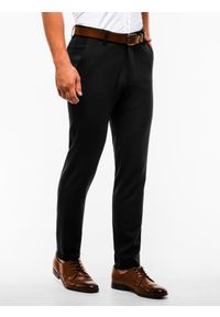 Ombre Clothing - Spodnie męskie chino P832 - czarne - M. Kolor: czarny. Materiał: tkanina, poliester, elastan, wiskoza. Styl: klasyczny, elegancki #1