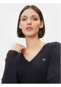 GANT - Gant Sweter 4800101 Granatowy Slim Fit. Kolor: niebieski. Materiał: bawełna #3