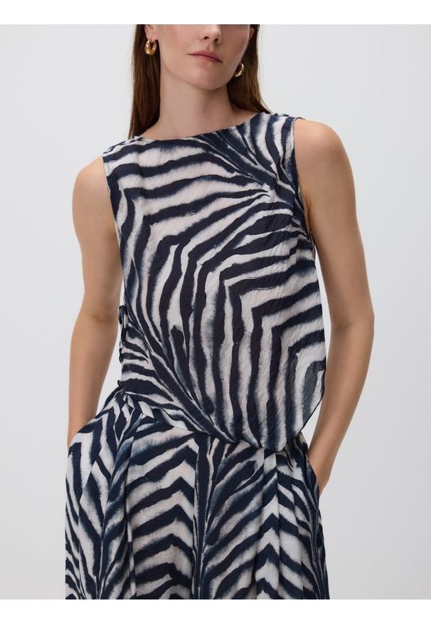 Reserved - Asymetryczny top z modalem - wielobarwny. Materiał: tkanina