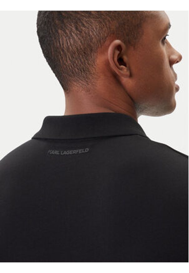 Karl Lagerfeld - KARL LAGERFELD Polo 745710 500224 Czarny Regular Fit. Typ kołnierza: polo. Kolor: czarny. Materiał: bawełna