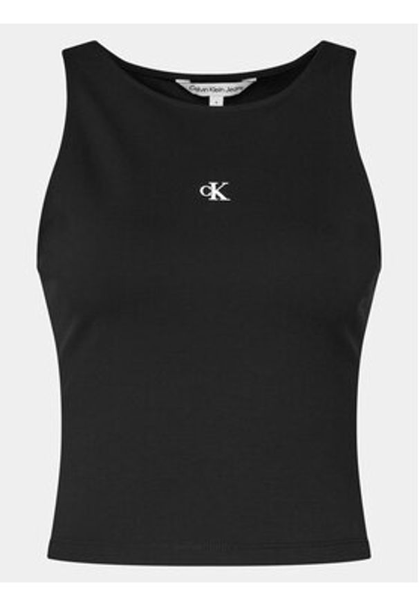 Calvin Klein Jeans Top Archival J20J223107 Czarny Slim Fit. Kolor: czarny. Materiał: syntetyk, wiskoza