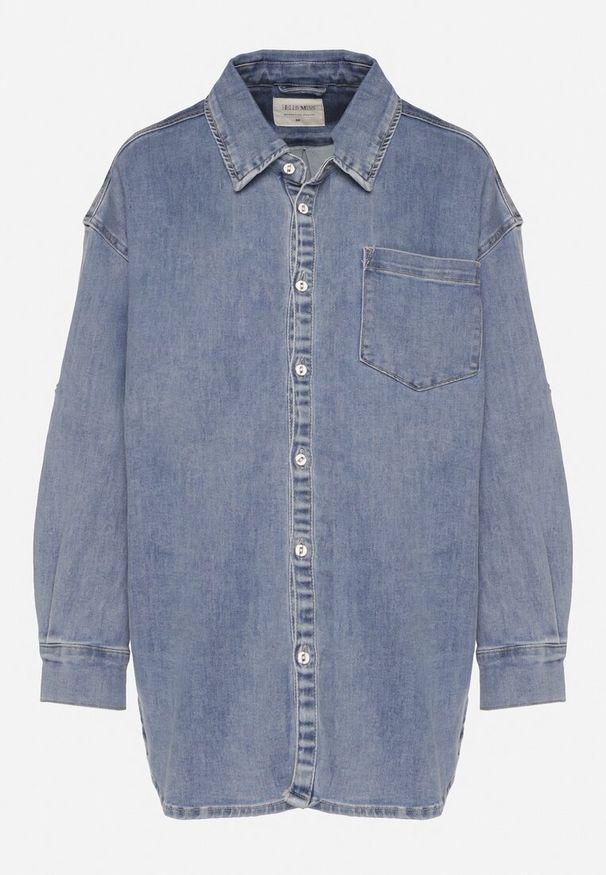 Born2be - Niebieska Koszula Jeansowa Oversize z Wiskozą Ulathiela. Okazja: na spotkanie biznesowe, na co dzień. Typ kołnierza: kołnierzyk klasyczny. Kolor: niebieski. Materiał: wiskoza, jeans. Długość rękawa: długi rękaw. Długość: długie. Styl: elegancki, biznesowy, klasyczny, casual