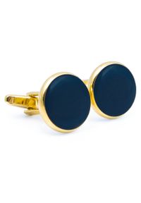 Modini - Spinki smokingowe - złote z granatowym oczkiem N101. Kolor: złoty, wielokolorowy, niebieski #1