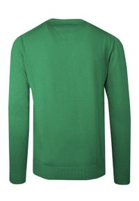 Bartex - Sweter Zielony z Okrągłym Dekoltem, Tłoczony Wzór, U-neck, Męski -BARTEX. Okazja: do pracy, na spotkanie biznesowe, na co dzień. Kolor: zielony. Materiał: bawełna. Styl: klasyczny, casual, elegancki, biznesowy #3