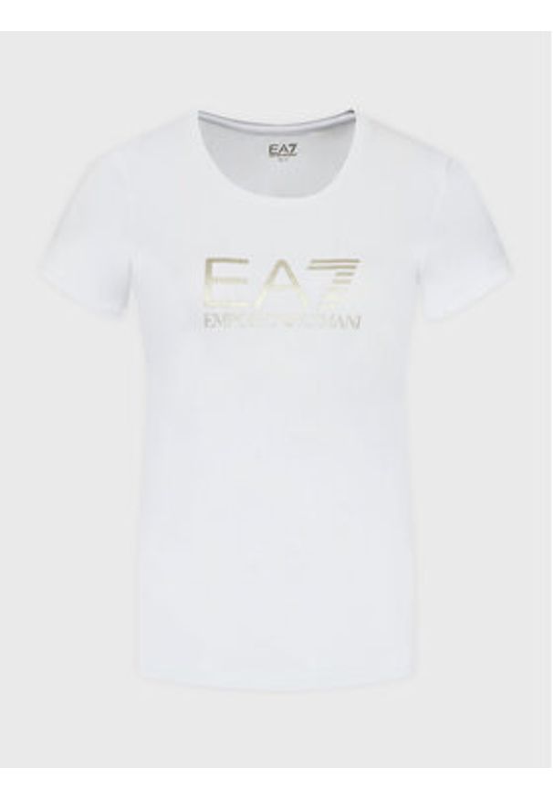 EA7 Emporio Armani T-Shirt 8NTT66 TJFKZ 0101 Biały Slim Fit. Kolor: biały. Materiał: bawełna