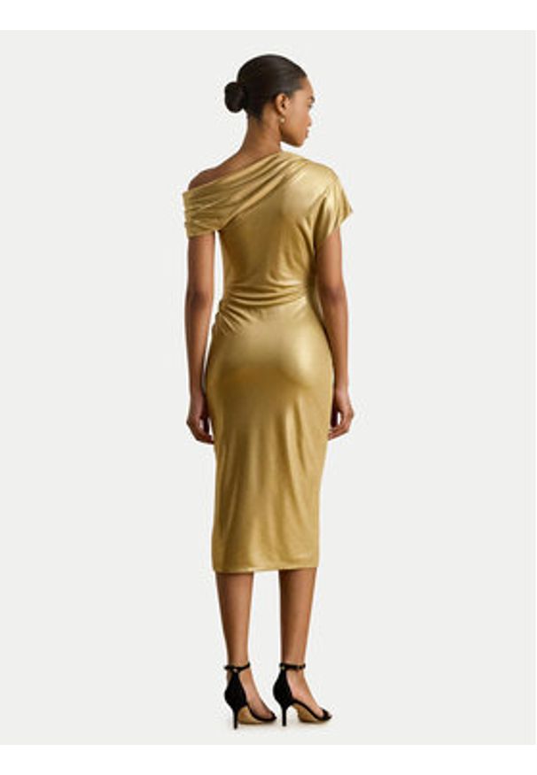 Lauren Ralph Lauren - LAUREN RALPH LAUREN Sukienka koktajlowa 253P03414002 Złoty Slim Fit. Kolor: złoty. Materiał: syntetyk. Styl: wizytowy
