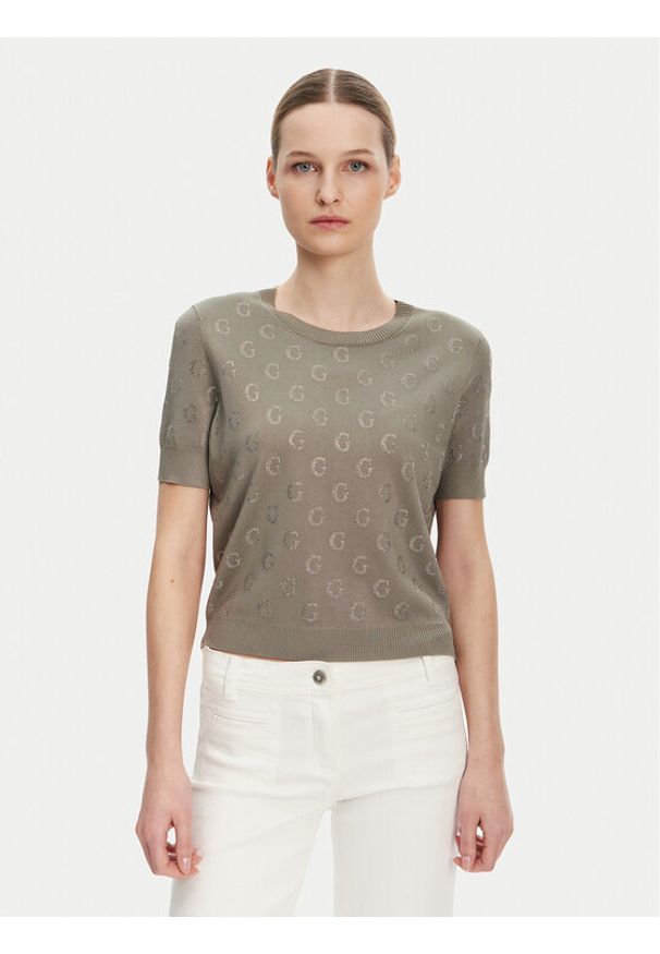 Guess Sweter W5GR05 Z3D60 Brązowy Regular Fit. Kolor: brązowy. Materiał: wiskoza