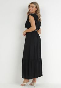 Born2be - Czarna Sukienka Lasthusa. Kolor: czarny. Materiał: koronka. Długość rękawa: bez rękawów. Sezon: lato. Typ sukienki: kopertowe. Styl: boho, wakacyjny. Długość: mini #2