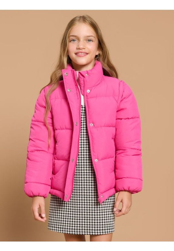 Sinsay - Kurtka 2 w 1 - różowy. Typ kołnierza: kołnierzyk stójkowy. Kolor: różowy. Długość: długie