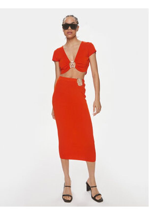 Patrizia Pepe Spódnica ołówkowa 2G0974/K021-R825 Pomarańczowy Slim Fit. Kolor: pomarańczowy. Materiał: wiskoza