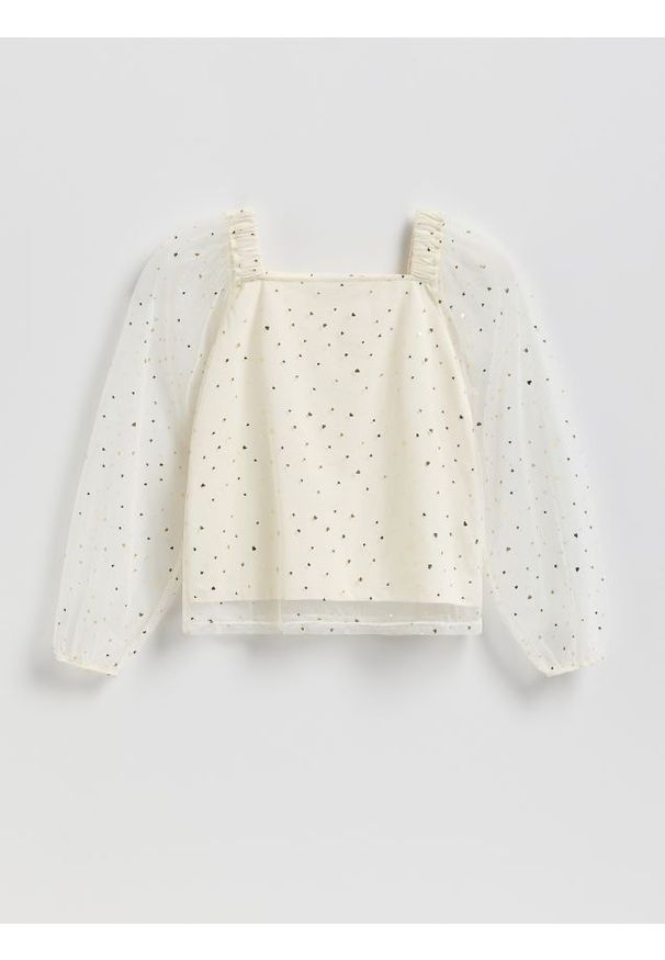 Reserved - Tiulowa bluzka - złamana biel. Materiał: tiul