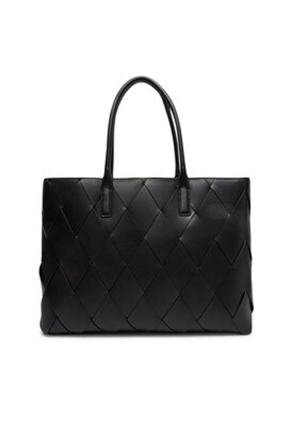Calvin Klein Torebka Ck Woven Medium Shopper K60K612994 Czarny. Kolor: czarny. Materiał: skórzane