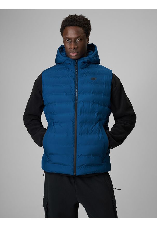 4f - 4F Bezrękawnik z wypełnieniem syntetycznym męski - granatowy M. Kolor: niebieski. Materiał: syntetyk. Długość rękawa: bez rękawów