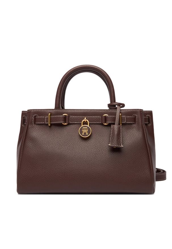 TOMMY HILFIGER - Tommy Hilfiger Torebka American Icon Mini Tote Leather AW0AW17926 Brązowy. Kolor: brązowy. Materiał: skórzane