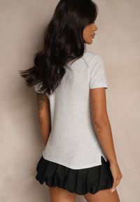 Renee - Jasnoszary Bawełniany T-shirt Typu Polo Arsenllia. Okazja: na co dzień. Typ kołnierza: polo. Kolor: szary. Materiał: bawełna. Styl: elegancki, casual, klasyczny #4