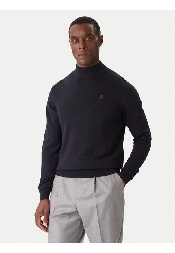 Karl Lagerfeld - KARL LAGERFELD Golf 655002 554399 Granatowy Slim Fit. Typ kołnierza: golf. Kolor: niebieski. Materiał: wełna