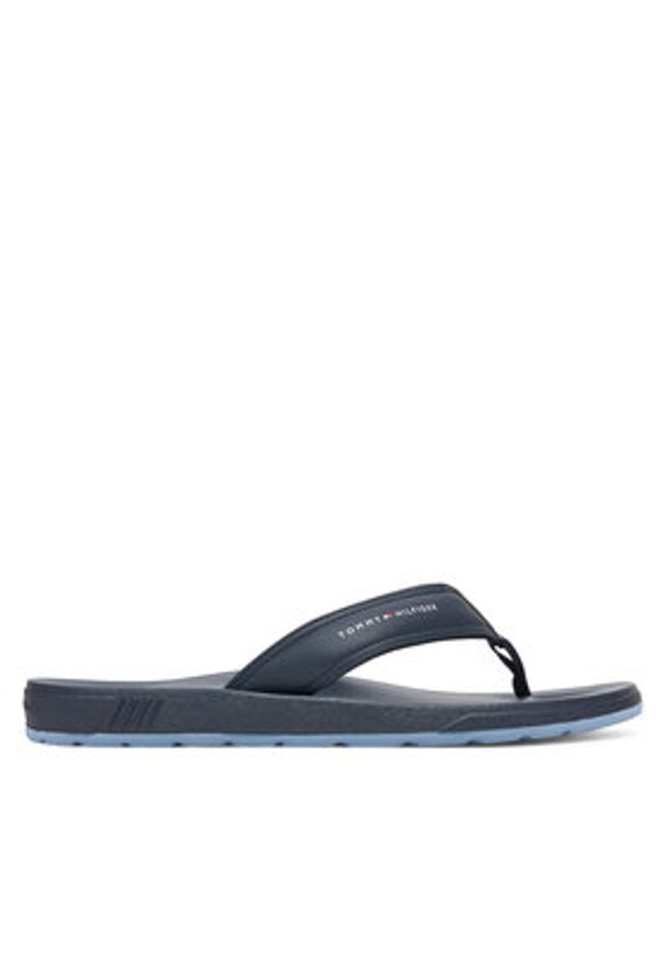 TOMMY HILFIGER - Tommy Hilfiger Japonki Molded Comfort Th Beach Sandal FM0FM05508 Granatowy. Kolor: niebieski. Materiał: skóra