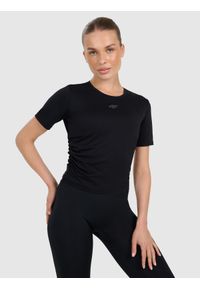 4f - 4F Top do jogi i pilatesu szybkoschnący damski - czarny M. Kolor: czarny. Materiał: włókno, materiał, tkanina. Sport: joga i pilates #1