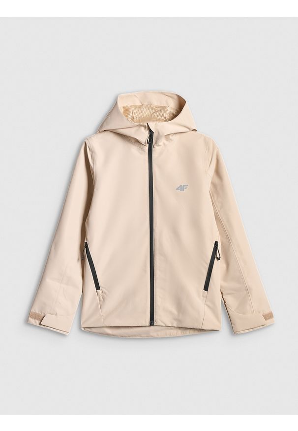 4f - 4F Kurtka membrana 5000 dziewczęca - beżowa 152 (11-12 lat). Okazja: na co dzień. Kolor: beżowy. Sezon: lato. Styl: casual