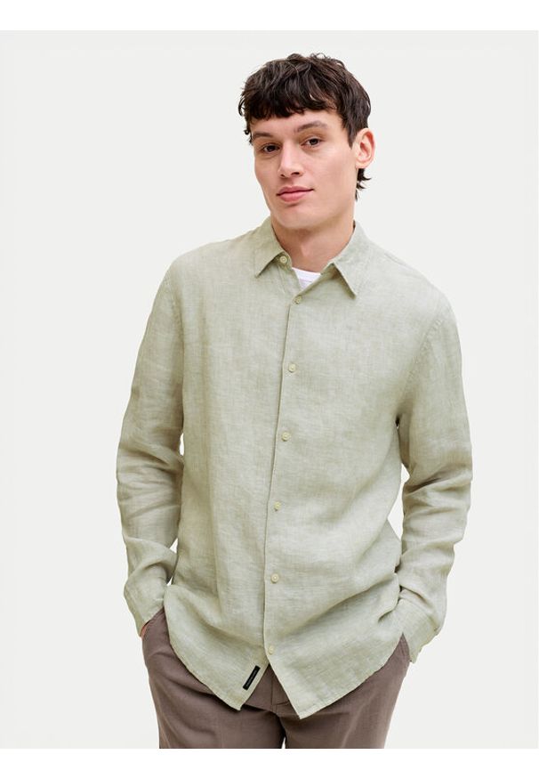 Jack & Jones Koszula Lawrence 12293563 Zielony jasny Regular Fit. Kolor: zielony. Materiał: len