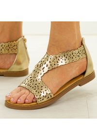 Złote sandały damskie Filippo Ds7889/26. Okazja: na co dzień. Kolor: złoty. Materiał: skóra. Sezon: wiosna, lato. Styl: elegancki, casual #1
