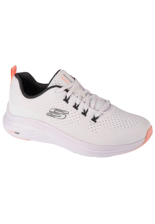 skechers - Buty do chodzenia damskie Skechers 150024WBC. Kolor: biały, wielokolorowy, pomarańczowy, czarny. Materiał: materiał, tkanina. Szerokość cholewki: normalna. Sport: turystyka piesza