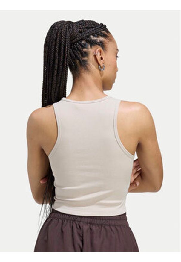 Adidas - adidas Top Essentials KD3822 Beżowy Slim Fit. Kolor: beżowy. Materiał: wiskoza, bawełna