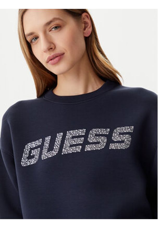 Guess Bluza V4BQ15 K7UW2 Granatowy Regular Fit. Kolor: niebieski. Materiał: wiskoza