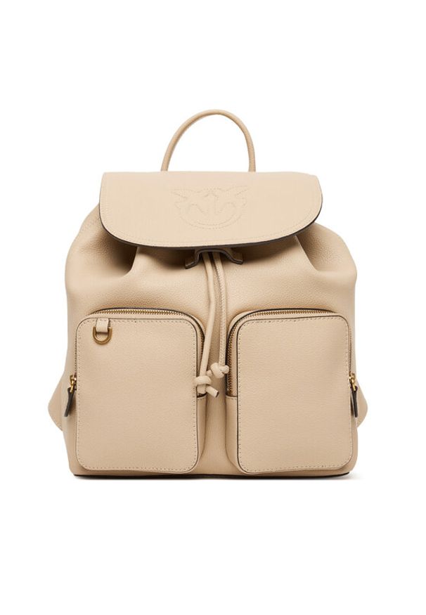 Pinko - PINKO Plecak Carrie Backpack Al 25-26 PLTT 104351 A29Q Beżowy. Kolor: beżowy. Materiał: skóra