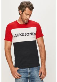 Jack & Jones - T-shirt. Okazja: na co dzień. Kolor: czerwony. Materiał: dzianina. Wzór: nadruk. Styl: casual