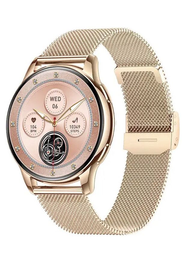 Smartwatch Hagen Smartwatch damski Hagen HB13.110.1410 różowe złoto bransoleta. Rodzaj zegarka: smartwatch. Kolor: złoty, wielokolorowy, różowy