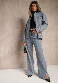 Renee - Niebieska Kurtka Jeansowa o Casualowym Fasonie Belissen. Okazja: na co dzień. Kolor: niebieski. Materiał: jeans. Styl: casual, boho