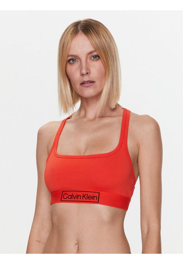 Calvin Klein Underwear Biustonosz top Unlined 000QF6768E Pomarańczowy. Kolor: pomarańczowy. Materiał: bawełna