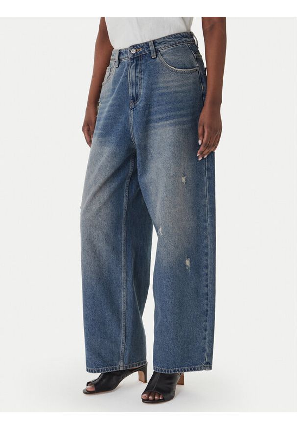 Eleh Jeansy EL098 Niebieski Wide Leg. Kolor: niebieski