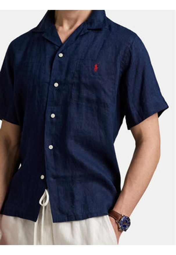 Polo Ralph Lauren Koszula 710966421001 Granatowy Classic Fit. Typ kołnierza: polo. Kolor: niebieski. Materiał: len