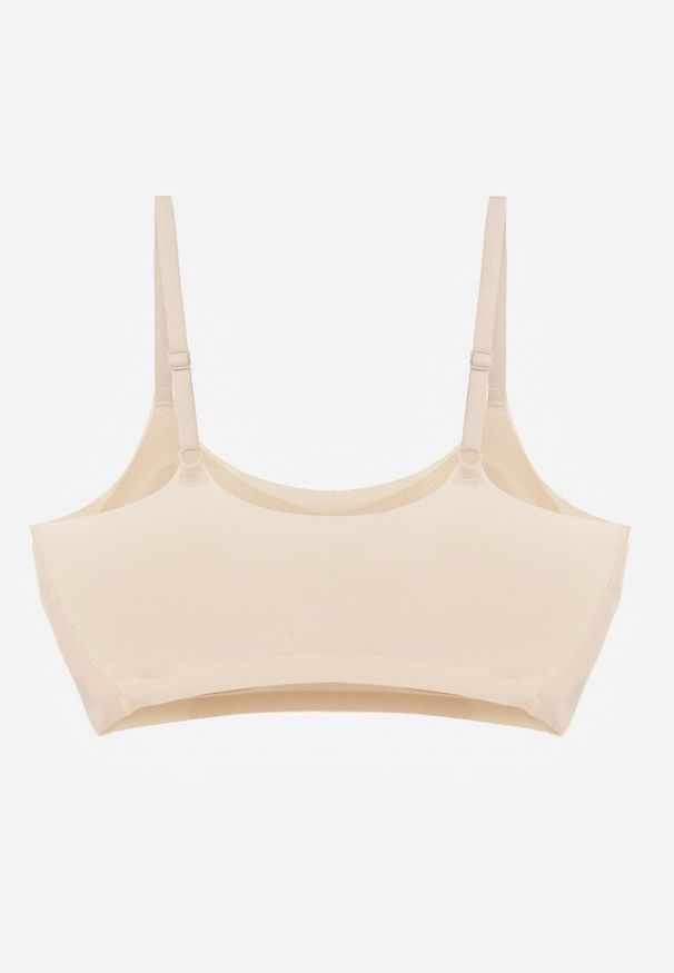 Renee - Beżowy Usztywniany Biustonosz o Bezszwowym Wykończeniu Bez Fiszbin Leanoreth. Kolor: beżowy. Wzór: gładki