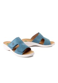 Dr. Brinkmann - DR. BRINKMANN 700865-51 mittelblau, klapki damskie. Kolor: niebieski. Materiał: skóra #1