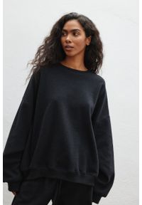 Marsala - Bluza damska o luźnym kroju w kolorze DEEP GRAPHITE - HENLEY. Typ kołnierza: typu henley. Materiał: poliester, dresówka, tkanina, bawełna, dzianina #1