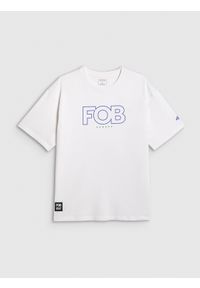4f - 4F T-shirt loose z nadrukiem męski - biały L. Okazja: na co dzień. Kolor: biały. Materiał: materiał. Wzór: nadruk. Styl: casual, klasyczny #1