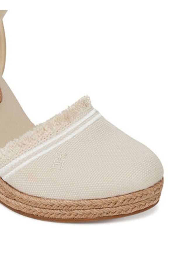 TOMMY HILFIGER - Tommy Hilfiger Espadryle Fringe Canvas High Wedge FW0FW08878 Écru. Materiał: materiał