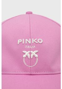 Pinko czapka bawełniana kolor różowy z aplikacją. Kolor: różowy. Materiał: bawełna. Wzór: aplikacja #3