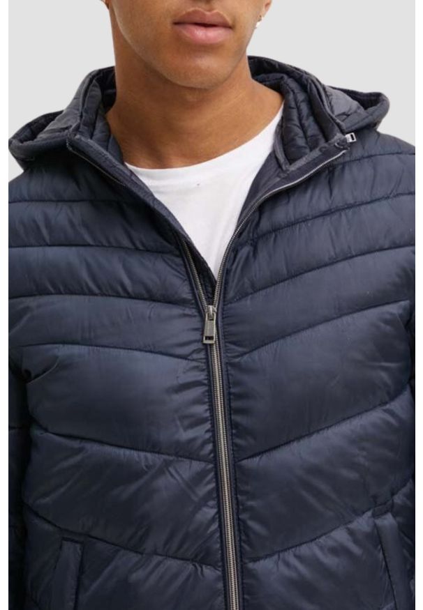 Guess - GUESS Granatowa męska kurtka z kapturem Super Light Puffa Jacket, Rozmiar XXL. Typ kołnierza: kaptur. Kolor: niebieski. Styl: elegancki