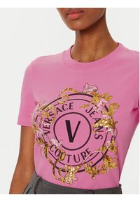 Versace Jeans Couture T-Shirt 78HAHC01 Różowy Regular Fit. Kolor: różowy. Materiał: bawełna