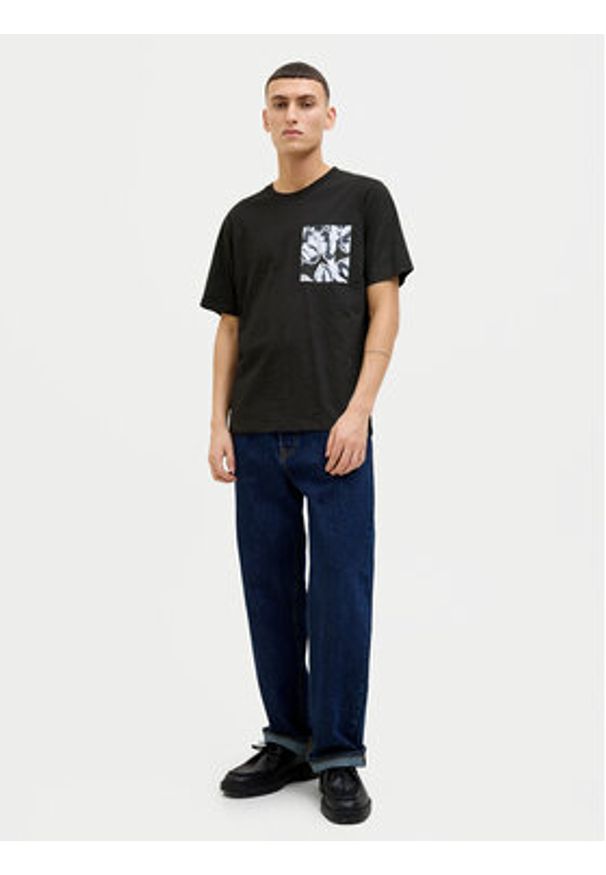 Jack & Jones - Jack&Jones T-Shirt Split 12272995 Czarny Regular Fit. Kolor: czarny. Materiał: bawełna
