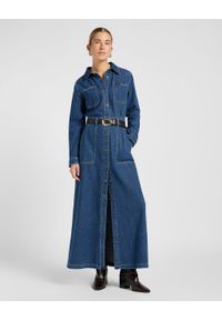 Lee - DAMSKA SUKIENKA JEANSOWA LEE MAXI DENIM UTILITY DRESS TIME OF OUR LIFE 112370993. Materiał: denim, jeans. Długość: maxi #1