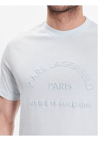 Karl Lagerfeld - KARL LAGERFELD T-Shirt Crew Neck 755053 532224 Błękitny Regular Fit. Typ kołnierza: dekolt w karo. Kolor: niebieski. Materiał: bawełna #3
