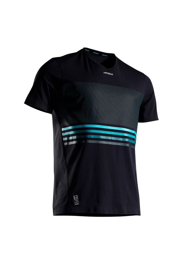 ARTENGO - Koszulka TENIS TTS 900 light MĘSKA. Kolor: zielony, wielokolorowy, czarny, turkusowy. Materiał: materiał, poliester, elastan. Sport: tenis