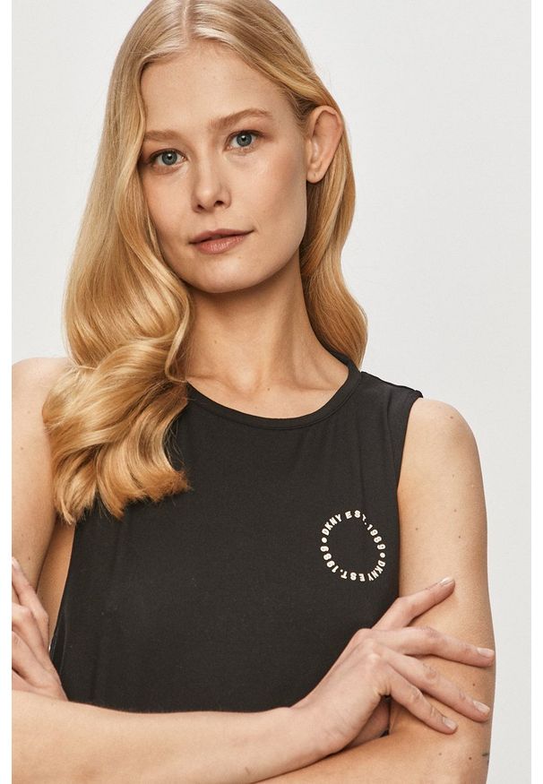 DKNY - Dkny - Top piżamowy. Kolor: czarny. Materiał: dzianina